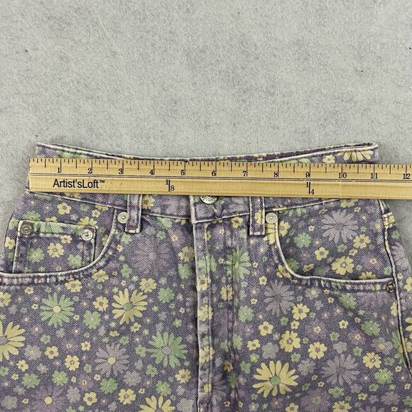 ZARA EU 32 US 0 Floral Daisy Denim Shorts High Rise Retro Summer Vibe - Picture 5 of 10